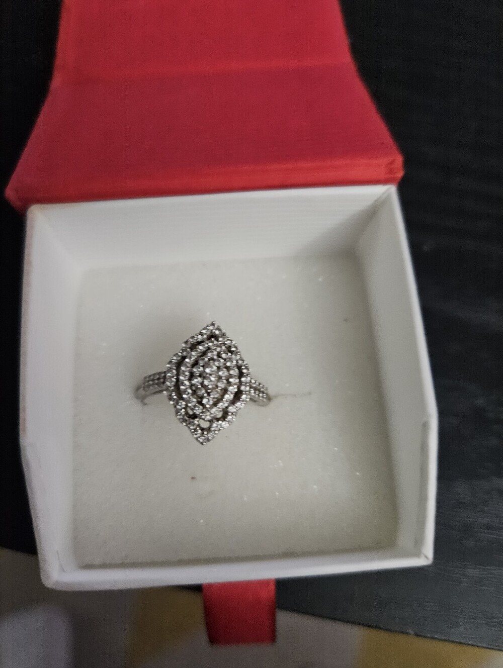 Silver Marquise Cluster 100 Diamond Chips
